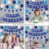 Birthday Decorations for men- Happy Birthday decorations | Banner | Sign,Blue Birthday Party Decorations for boys,include riangle flags ，Foil Curtain Backdrop， Hanging Swirls，Honeycomb Balls(blue5)