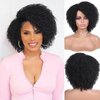 WIGER 6 Inches Short Kinky Curly Wigs Side Part Twist Out Wigs Natural Black Afro Curly Wigs for Black Women Synthetic Wigs for Women Daily Use (1B)