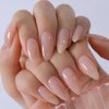 GLAMERMAID Press on Nails Medium Almond, Spring Summer Nude Glue on Gel Nails, 24Pcs Short Stiletto Acrylic False Nails Kits Reusable UV Finish Full Cover Stick on Nails for Women Gift