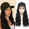 Yunkang Baseball Cap Wig Natural Wave Hair Extensions With Hat Heat Resistant Synthetic Adjustable Wig Black cap wigs for Women Girls (B-1B)