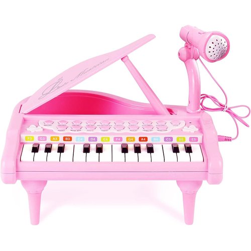 Conomus Piano Keyboard Toy for Kids-1 2 3 Year Old Girls First Birthday Gift -24 Keys Multifunctional Musical Electronic Toy Piano for Toddlers