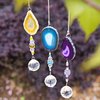H&D HYALINE & DORA Pack 3pcs Suncatcher Hanging 30mm Crystal Ball with Agate Slices Wind Chimes Ornaments Decor for Window Home Garden