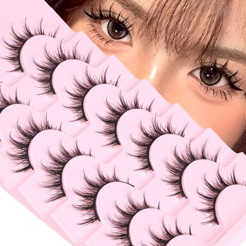 Manga Lashes Natural Look False Eyelashes Anime Lashes Mink Wispy Fluffy Spiky 3D Volume Eyelashe...