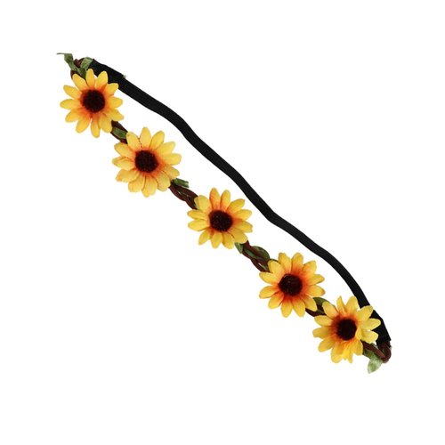 Sewroro 5pcs Daisy Flower Headband Sunflower Headband Wedding Festivals Floral Hair Band Flower Floral Elastic Hair Band (Yellow)