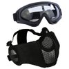 AOUTACC Airsoft Protective Gear Set, Half Face Mesh Mask with Ear Protection and Tactical Goggles for Adult Men Women BBS Paintball Shooting CS Survival Games Cosplay (Black)