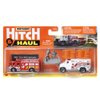 Matchbox Hitch & Haul Die-cast Vehicle Playset - Fire Rescue ~ 6 Piece Set ~ Hazmat Response Truck and Ambulance ~ Includes Firefighters, Billboard Sign and 2 Safety Barriers