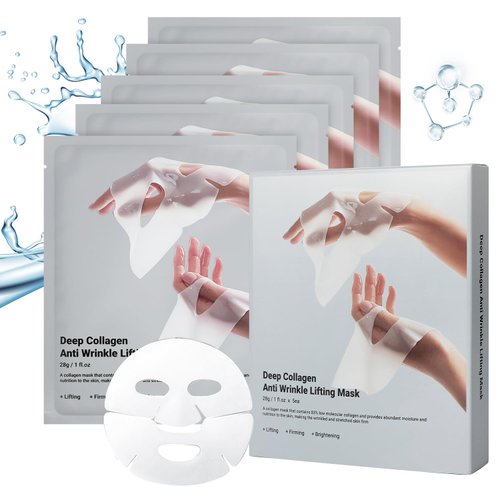 Kubot Deep Collagen Anti Wrinkle Lifting Mask 28g*5ea,Facial Masks for Overnight Firming and Hydration,Collagen Face Mask for Elasticity,Firming and Moisturizing