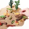 Sratte 26 Pcs Desert Reptiles Figurines Animals Toys Model Trees Kit Desert Diorama Supplies with Lizard Snake Toys Playset for Cake Toppers Kids Toddlers Birthday Party Decor