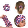 4th of July of Hair Accessories Set - 2Pcs American Flags Bandana Headband Red Blue White Hair Tie Patriotic Satin Scrunchies Hair Bands, Independence Day Costume Decorations for Women Girls