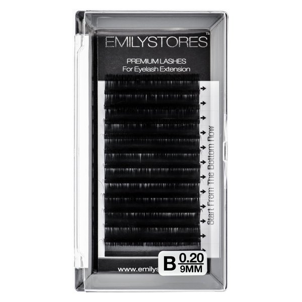 EMILYSTORES Lash Extensions 0.20mm Classic Thickness B Curl 9mm Length Natural Looking Individual Volume Eyelashes For Eyelash Extensions(0.20,B,9mm)