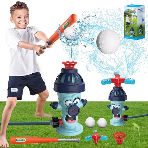 Kids Squirt Baseball Toy, Fire Hydrant Squirt Ball Set with 2 Nozzles, Outdoor Water Toy for Lawn Garden Summer Pool Water Party Fun (Fire Hydrant)