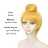 Probeauty Blonde Wig for Cosplay, Short Golden Wig for Women Girls, Halloween Costume Party Fluffy Synthetic Wigs with Buns + Wig Cap