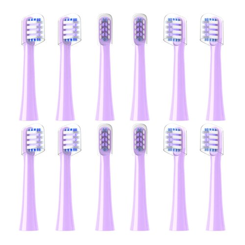 Replacement Toothbrush Heads Compatible with Colgate Hum Connected Smart Battery Toothbrush Refill Head, Purple, 12 Pack