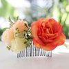 Fangsen Boho Black Sunflower Daisy Rose Buds Flower Hair Comb Elegant Wedding Floral Hair Accessories for Woman and girls (Orange)