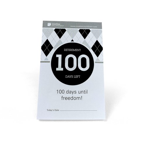 100 day Retirement Count Down 5.75"x3.75" Black and White Tear Off Countdown Calendar Table and desk Unit - perfect for Office, event, corporate and door gifts