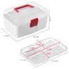 MyGift 10 Inch Multipurpose Portable White Plastic Storage Box with Removable Tray, Clear Lid and and Red Handle and Latch Lock, Home First Aid Storage Tool Box Sewing Kit Organizer Carrying Case