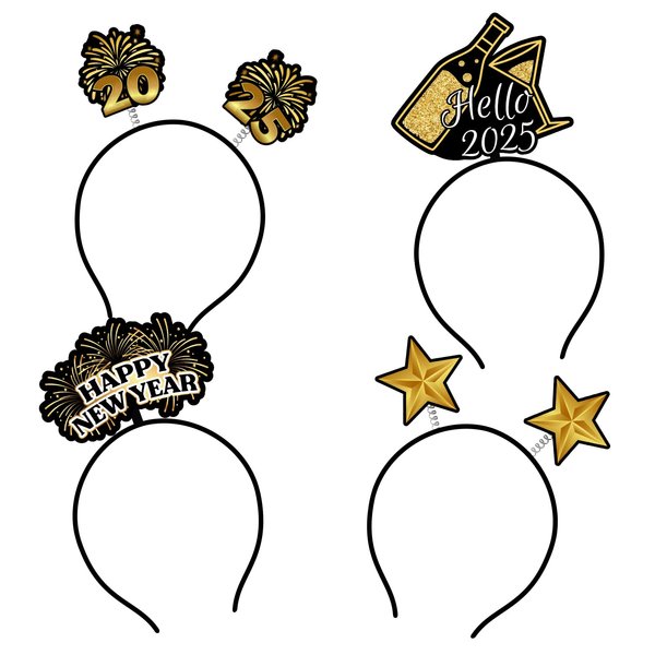 M1NTP1US + 8PCS Happy New Year Head Boppers – 2025 New Year’s Eve Headband Party Favors Supplies Accessories Decorations