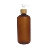 500ml Bamboo Cap Amber Frosted Plastic Lotion Cream Pump Bottle Shampoo Body Wash Empty Container 1pcs