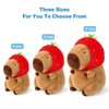 Ditucu Cute Capybara Plush Wear Strawberry Hat Soft Capibara Stuffed Animals Plushies Toys Hugging Gifts for Kids Brown 9 inch