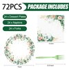72 Pcs Floral Paper Plates and Napkins Party Supplies, Sage Green Party Plates and Napkins Tableware Set for Spring Summer Picnic Wedding Birthday Baby Shower Tea Party Decorations Serves 24 (Floral)