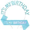 BAHABY Birthday Crowns for Women, It's My Birthday Sash & Birthday Headband Set Princess Birthday Sash and Tiara Birthday Gifts for Women Girls Sweet Happy Birthday Accessories for Party- Blue