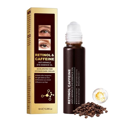 ARCHIDATE Caffeine Retinol Eye Serum, Under Eye Roller Serum for Dark Circles, Puffiness, Anti Aging Eye Cream 360° Massage Ball Smooth Wrinkles and Fine Lines, Moisturizing, Lifts and Firms Eye Skin