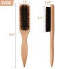 OWIIZI Slick Back Hair Brush for Smoothing Ponytail, Soft Boar Bristle Styling Edge Control Brush for Sleek Hair, Wooden Rat Tail Pointed Handle Wax Stick for Hair, Teasing Hair Brush for Men Women