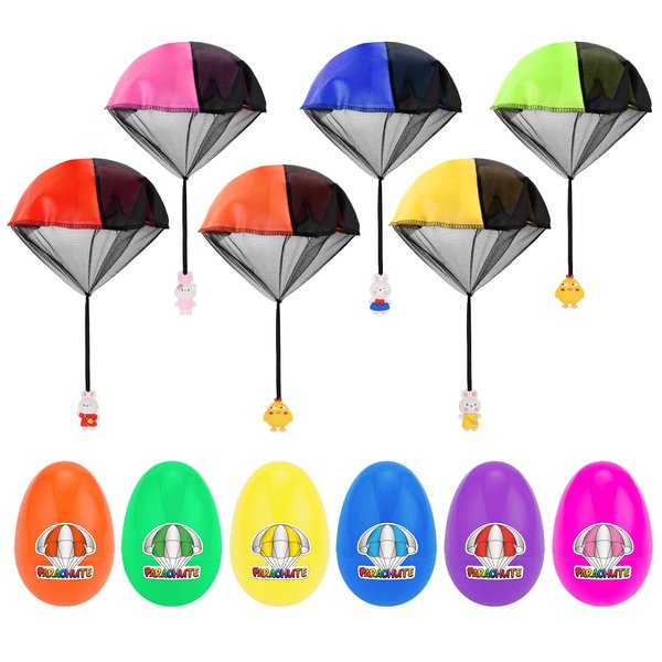 Babycop Easter Basket Stuffers, 6 Pack Prefilled Easter Eggs with Parachute Toys Gifts for Kids Toddlers Teens Girls & Boys