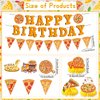 Refavor Pizza Birthday Party Decorations, Pizza Happy Birthday Banners Hanging Swirls and Honeycomb Centerpieces Decor, Pizza Themed Ceiling Table Decoration Supplies