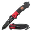 TAC Force Spring Assisted Folding Pocket Knife – Partially Serrated Black Blade, Black/Red Aluminum Handle w/ Fire Dept Logo, Rope Cutter, Glass Punch, Pocket Clip, Tactical, EDC, Rescue - TF-740FD