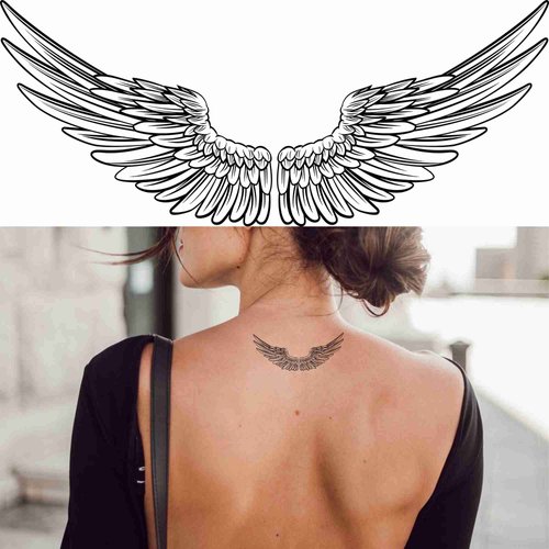 Eagle Tattoo 6 Sheets Temporary Tattoos Pair of Spread Out Eagle Bird or Angel Wing Temporary tattoo Neck Arm Chest for Women Men Adults