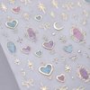 Heart Moon Nail Art Stickers Decals 3D Gold Bronzing Star Bow Nail Decals Star Moon Bow-knot Totem Luxury Design Nails Adhesive Sliders Shiny Manicure Accessories for Women Girls Nail Art Decorations