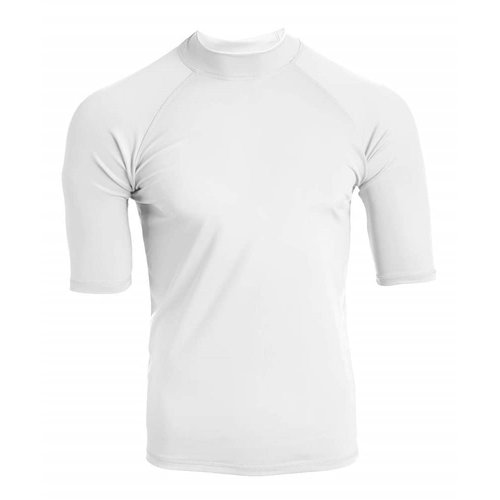 Kanu Surf Men's Standard UPF 50+ Short Sleeve Sun Protective Rashguard Swim Shirt, Fiji White, Medium