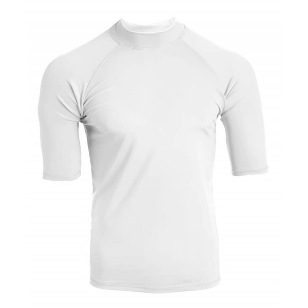 Kanu Surf Men's Standard UPF 50+ Short Sleeve Sun Protective Rashguard Swim Shirt, Fiji White, Medium