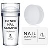 BTArtbox French Nail Stamper - French Tip Nail Tools with Nail Scraper and Replaceable Stamper Head, 100-Time Using Silicone Nail Stamper Kit for Gel Nail Polish DIY Nail Art Tools
