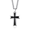HZMAN Mens Stainless Steel Cross Pendant Necklace with Wheat Chain (Silver)