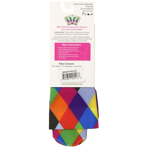 Celeste Stein Therapeutic Compression Socks, Mini Harlequin, 15-20 mmhg, 1-pair