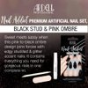 Ardell Nail Addict Premium Artificial Nail Set, Almond Shaped Black Stud & Pink Ombre Jeweled And Matte Press On Nails, 24 Glue On Nails For An Easy Manicure