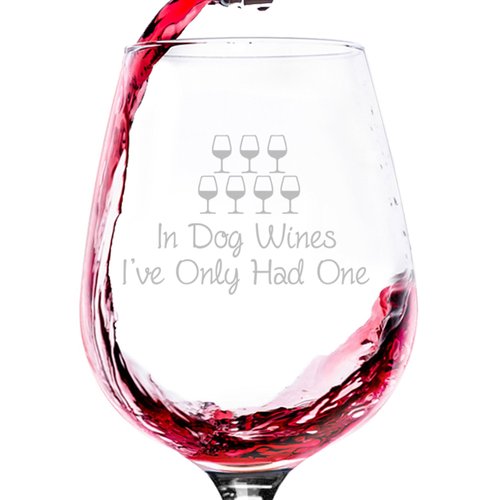 In Dog Wines Funny Wine Glass - Dog Mom Birthday Gift from Dog - Wine Lover Gifts for Women, Mom - Best Dog Mom Gifts for Dog Lovers, Wife - Unique Bday Present or Wine Gift for Pet Sitter, Her