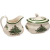 Spode Christmas Tree Collection Sugar and Creamer Set | 16 oz Sugar Bowl with lid 8 oz Creamer | Made of Fine Earthenware | Ideal for Storing Coffee, Sugar and Tea | Dishwasher safe