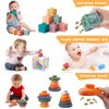 Plunack 4-in-1 Baby Toys for 6-12 Months, Montessori Soft Stacking Blocks for Babies, Infants Teething Toys, Sensory Balls and Educational Learning Set for Toddlers (Boys & Girls)