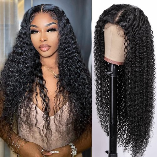 JuneMet Ruiyu 5x5 HD Lace Closure Glueless Wigs Human Hair Pre Plucked 5x5 Deep Wave Curly Lace F...
