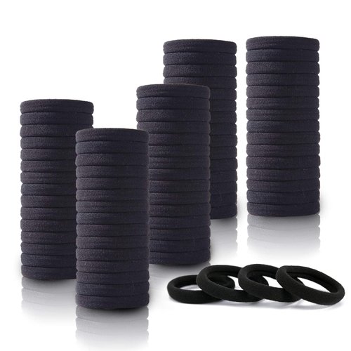 100PCS Black Hair Ties for Women Girls, Seamless Thick Black Hair Band, Elastic Hair Ties No Damage Ponytail Holder, Christmas Accessories Gifts