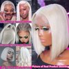 FENJUN HAIR Glueless Wigs Human Hair #60 Grey Icy White Platinum Blonde Bob Wig HD Lace Front Wigs for Women 12 Inch Silky Straight Ash Blonde Bob Hair Cut Pre plucked and Bleached Knots