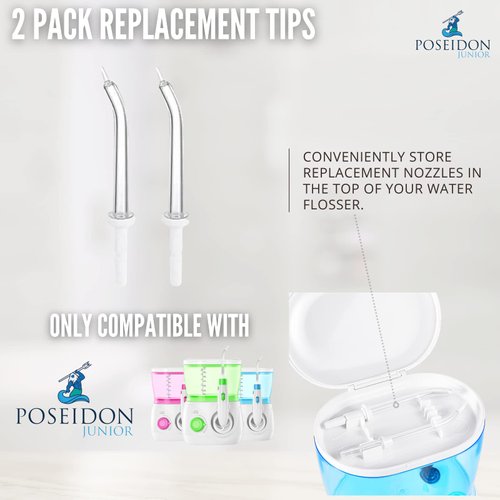Replacement Tips for ToiletTree Products Children's Countertop Water Flosser. Twin Pack
