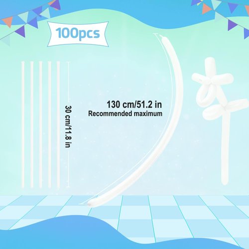260 Balloons, White Balloons 100PCS, Long Balloons for Tying Balloon Arch, Skinny Balloon Animal Balloons, Kids Party Favors for Birthday Party Baby Shower Wedding Graduation Christmas Decoration