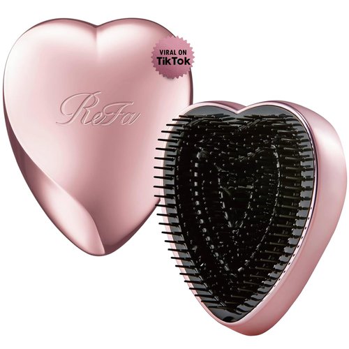 ReFa HEART BRUSH ROSE GOLD | Heart Shaped Detangling Brush for Women | Small Hair Brush for Thick Hair | Hair Detangler Hair Brush Travel Hair