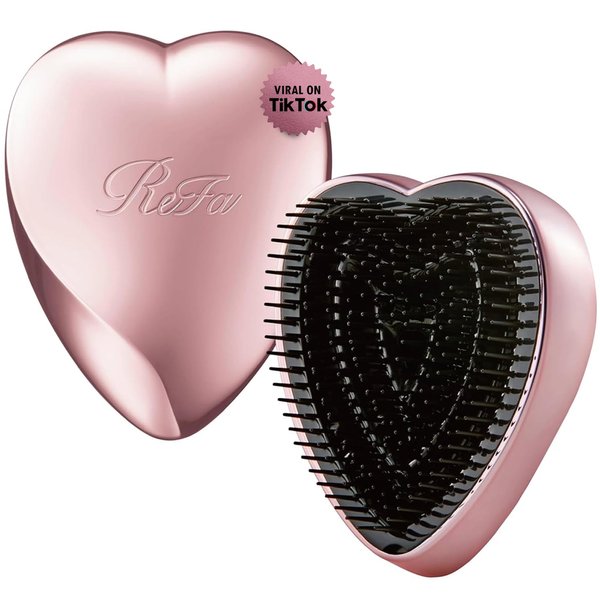 ReFa HEART BRUSH ROSE GOLD | Heart Shaped Detangling Brush for Women | Small Hair Brush for Thick Hair | Hair Detangler Hair Brush Travel Hair