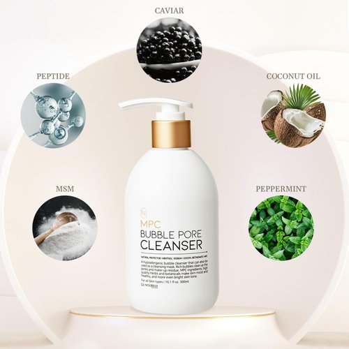 La Noubelle MPC Bubble Pore Cleanser - Deep Cleansing, Pore Cleansing, Gentle, Moisturizing, Makeup Melting, Non Stripping, Nourishing, Self Foaming, Caviar Extract, Cooling, All Skin Types (300ml)