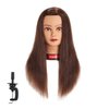 Traininghead 20-22" Female 100% Human Hair Mannequin Head Hair Styling Training Head Cosmetology Manikin Head Doll Head for Hairdresser with Free Clamp (brown)（14-16'' ）